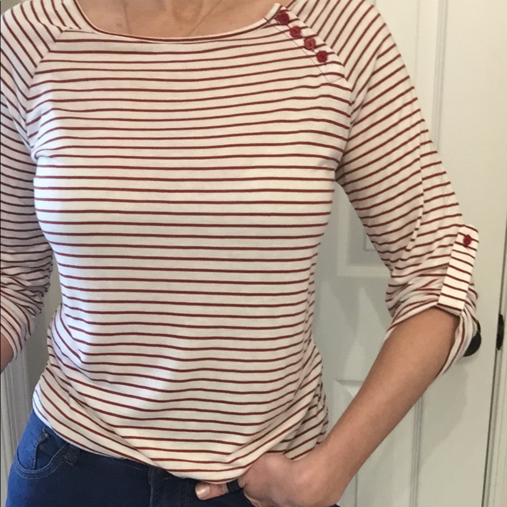 Olivia Moon red and white striped top